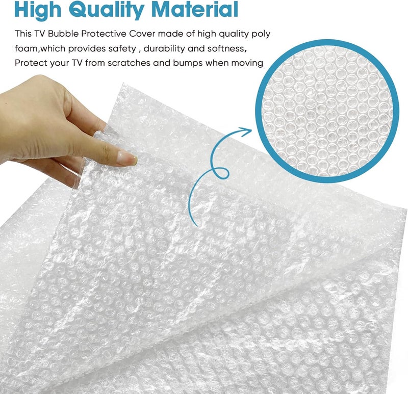 SYBECHATF Foam Flat Screen TV Cover and Bubble TV Protective Cover Fits Up to 65''W x 36''H, Flat Screen TV Protection During House Moving,Home Renovation, or Storing (2-Foam and Bubble) - Image 3